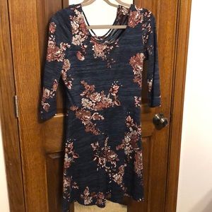 By & By Blue and Pink Floral 3/4 Sleeved Dress